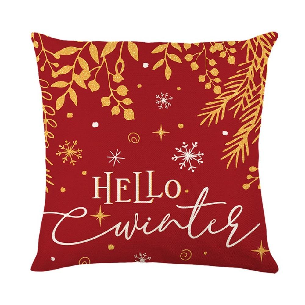Polyester Christmas Cushion Cover Christmas Tree Printed Decorative Design Pillowcase Checkered Pattern Sofa Decoration