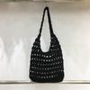 Korean Style Crochet Tote Bag Braided Knitted Shoulder Bag Hollow Out Knitted Weave Bag  Outdoor