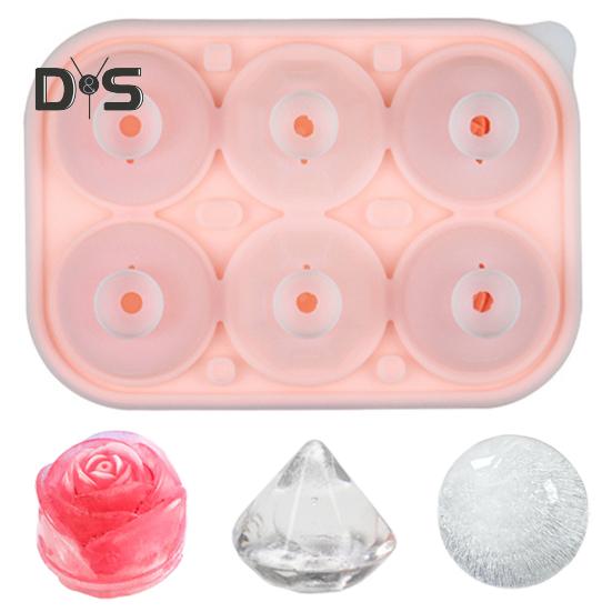 vaschetta per cubetti di ghiaccio in silicone rosa con coperchio