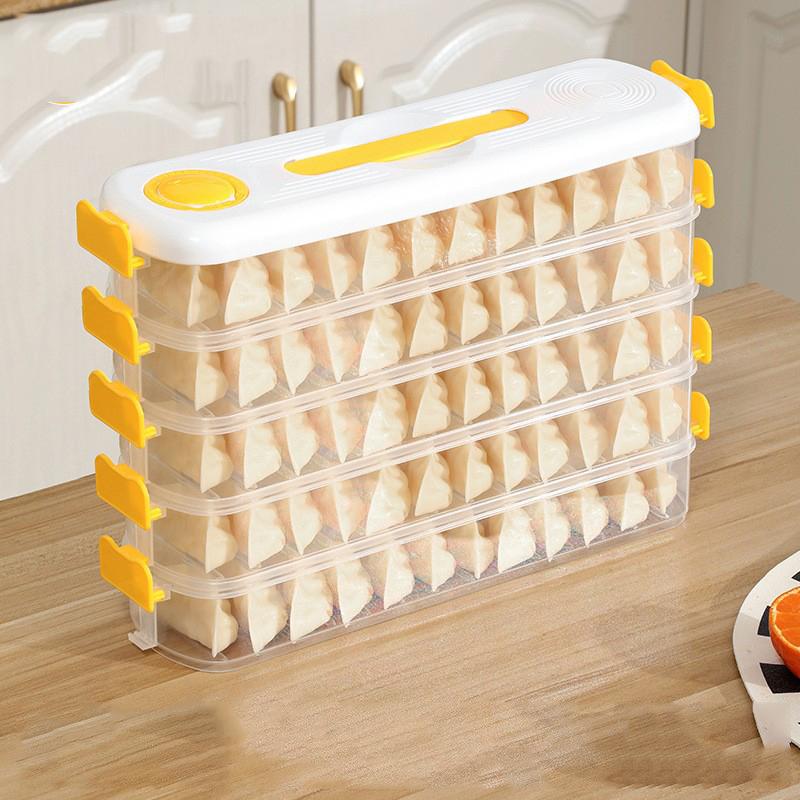 Kitchen Household Food Level Dumpling Box Refrigerator Frozen Fresh Dumpling Storage Box Side Door Dumpling Wonton Organization