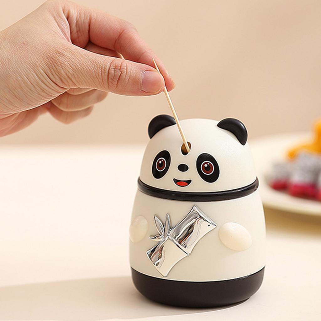 Push Type Toothpick Dispensers Lovely Panda Toothpick Holder Automatic Toothpick Organizers Box Homes Decorations