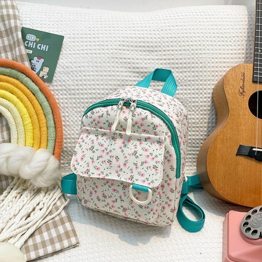 

New Mini Backpack Floral Printed Corduroy Storage Bag Sweet Korean Version Rucksack Gift синій