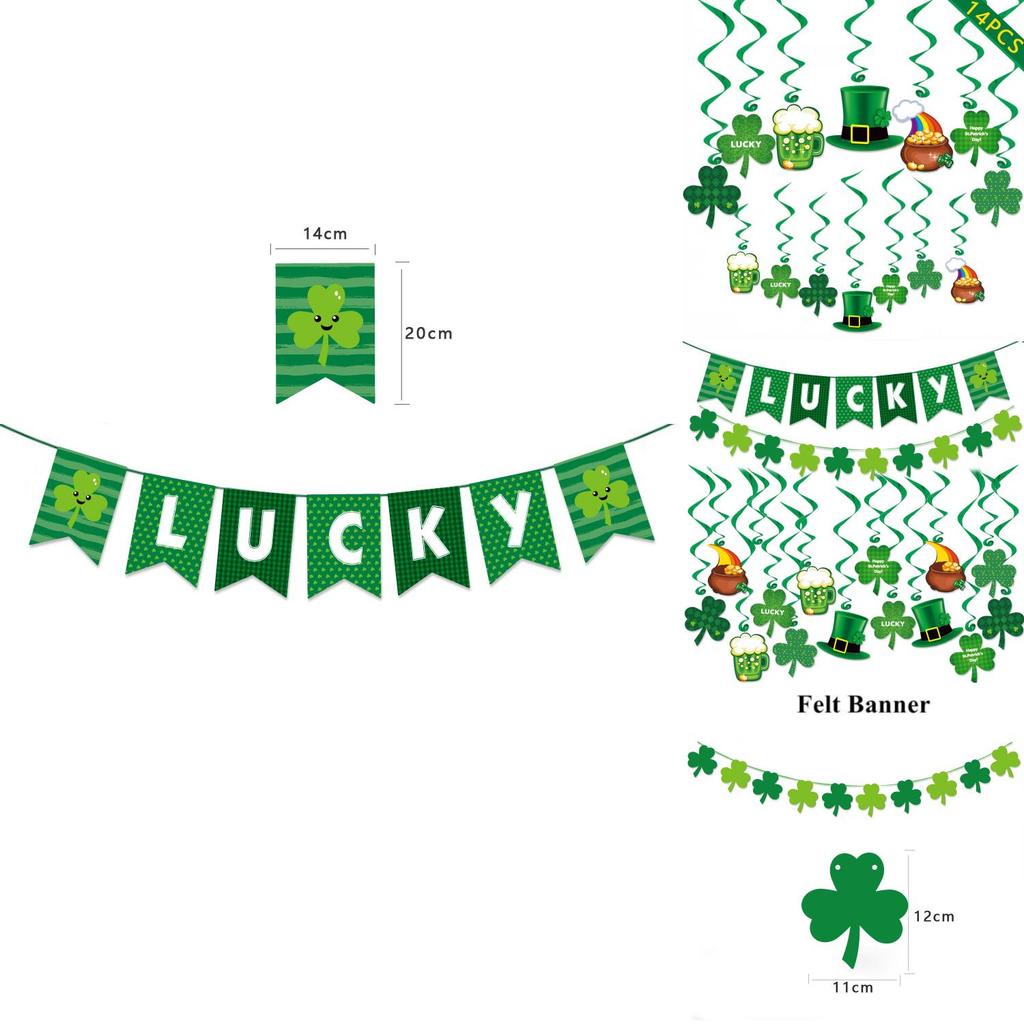 St.patrick's Day Party Supplies Clover Flag Ball Bar Bar Atmosphere Decorations