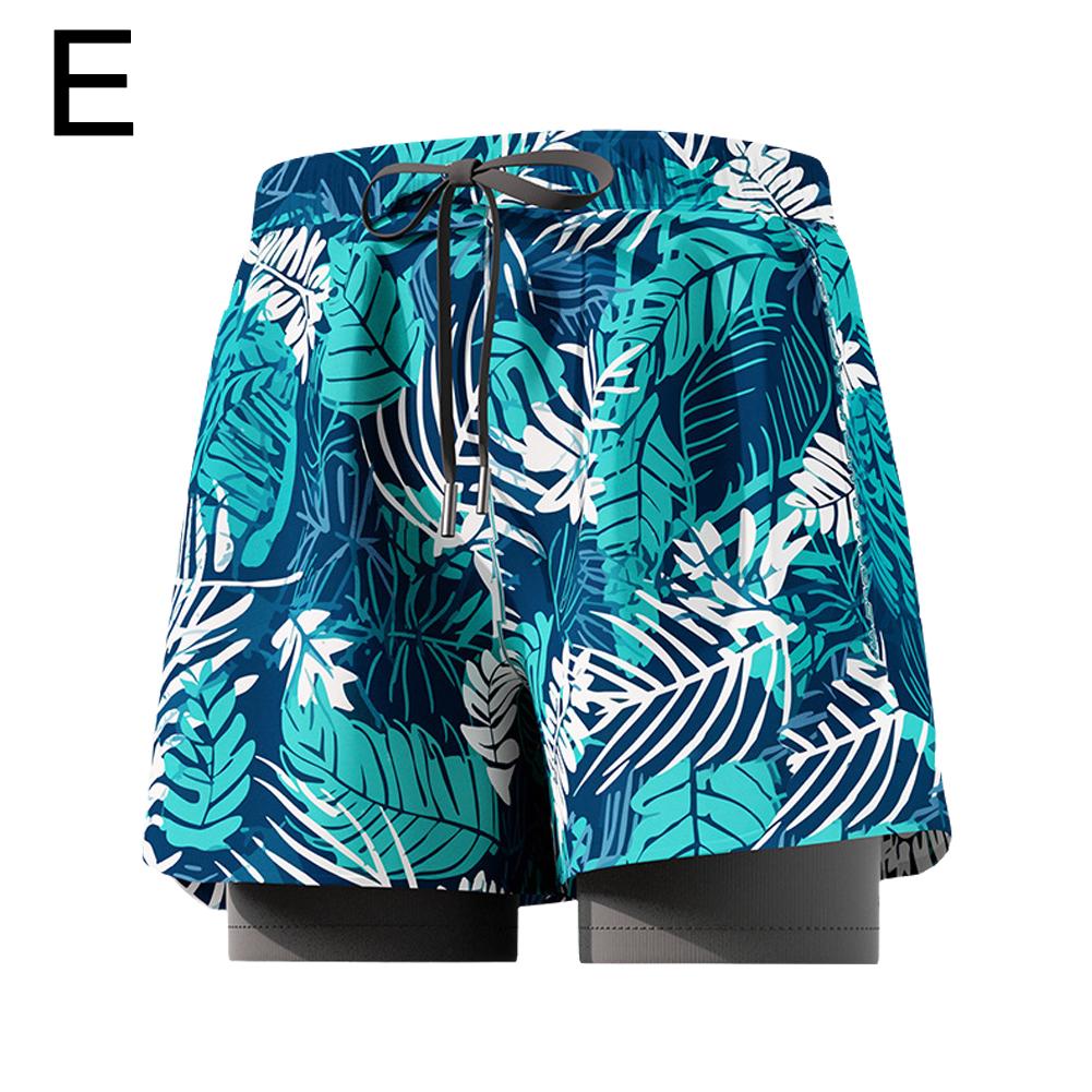 Badehosen für Herren mit Kompressions-Innenhose Stretch Herren Badehose 2 in 1 Schnelltrocknend Laufen Fitnessstudio Badeshorts für Herren