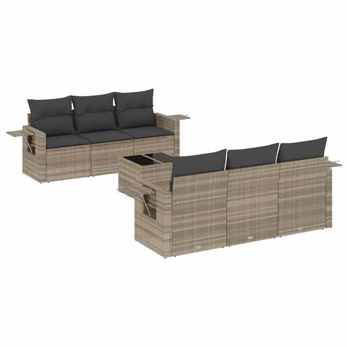 VidaXL Salon de Jardin avec Coussins 7 pcs, Canapés de Terrasse, Ensemble de Meubles de Patio, Mobilier d'Extérieur, Gris 3219911