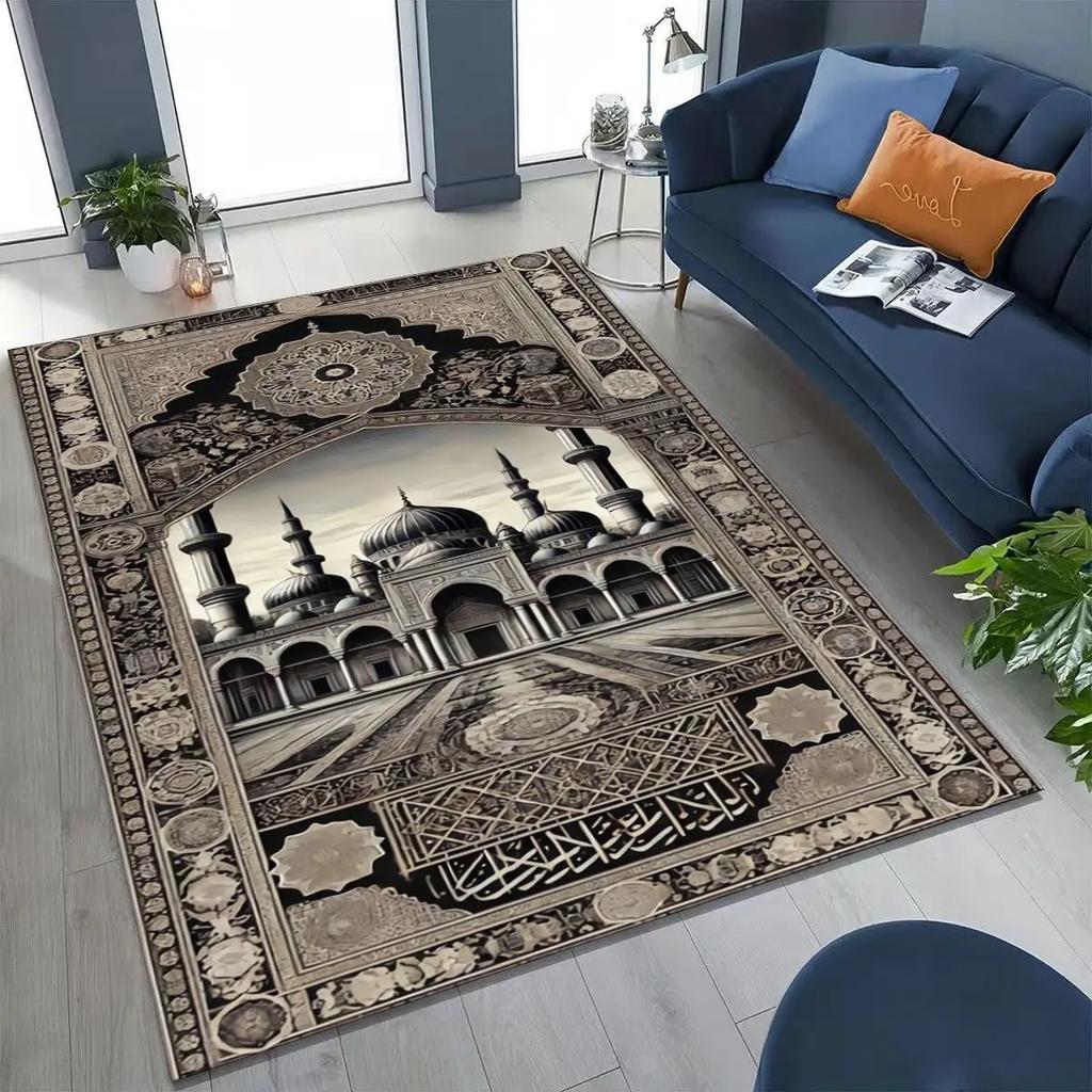 Moschee Islam Gebet Muslimische Kalligraphie Teppich für Schlafzimmer Wohnzimmer Sofa Zuhause Fußmatte Dekor Wohnzimmerdekoration Heimteppiche
