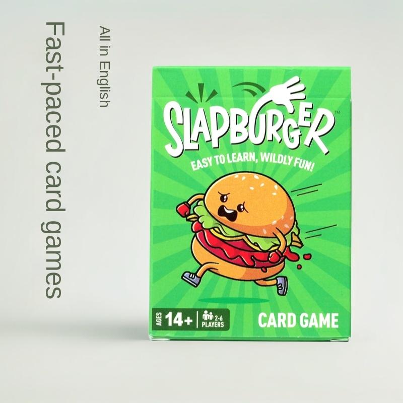 SLAPBURGER Full English Mini Burger Fast-Paced Card Game Family Party Board Game Portable for Teens Adults
