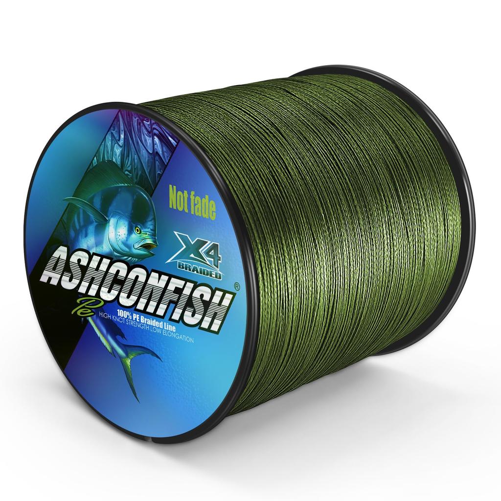 Ashconfish "Colorfast" PE Line, 4-strand, 500m (0.4, 0.6, 0.8, 1, 1.2, 1.5, 2, 2.5, 3, 3.5, 4, 5, 6, 7, 8, 9, 10) - Suitable for Boat Fishing, Shore F