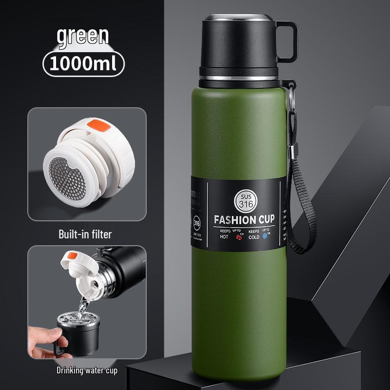 Large Capacity 304 Stainless Steel Insulated Portable Thermos Cup with Tea Separation