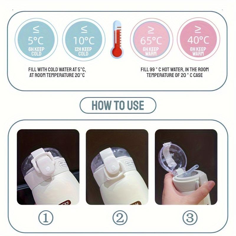 350ml Kids Thermo Bottle Cute Children's Thermal Water Bottle Stainless Steel Straw Thermos Mug Cartoon Leak-Proof Vacuum Flask