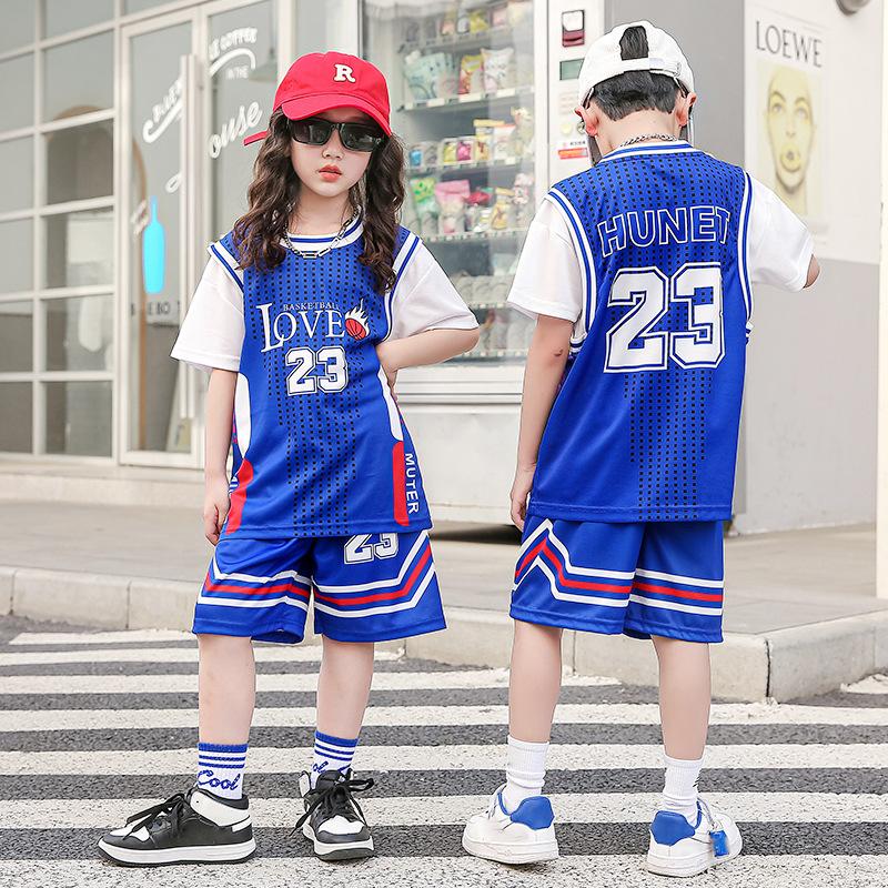 Summer new men's and children's basketball suit outdoor women's sports training quick-drying jersey short-sleeved shorts two-piece set