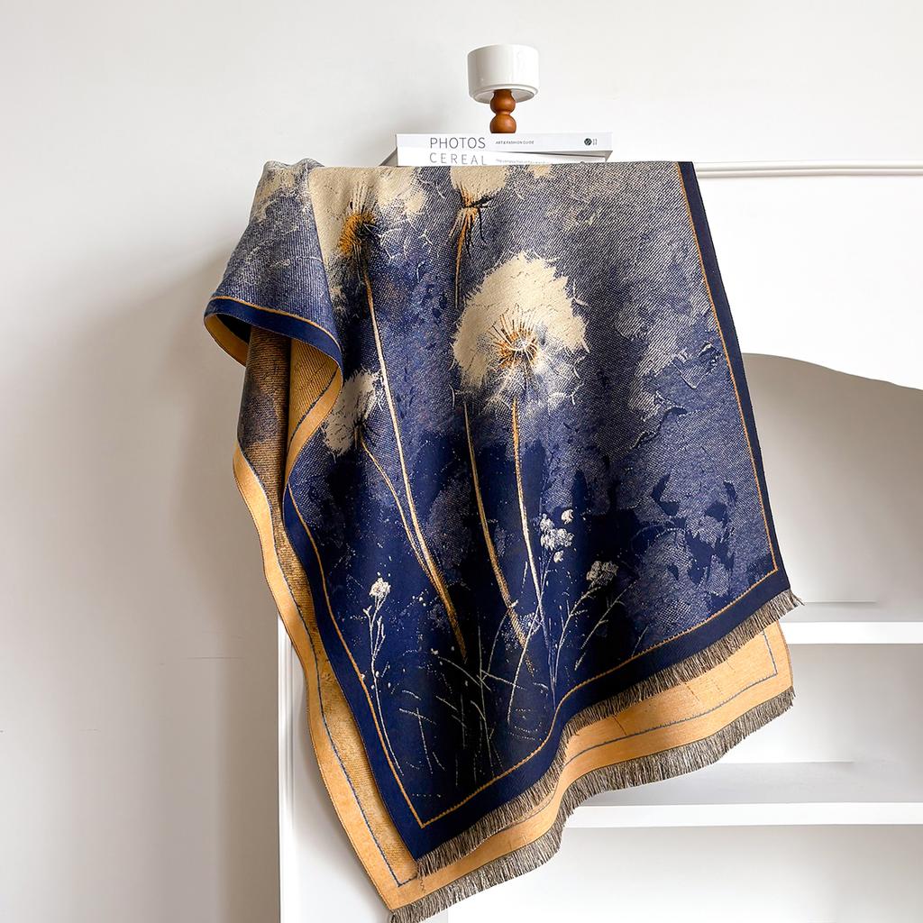 Brand Fashion Floral Winter Warm Cashmere Shawl Scarf Women Oil Painting Print Pashmina Thick Scarves Wrap Femal Poncho Echarpe