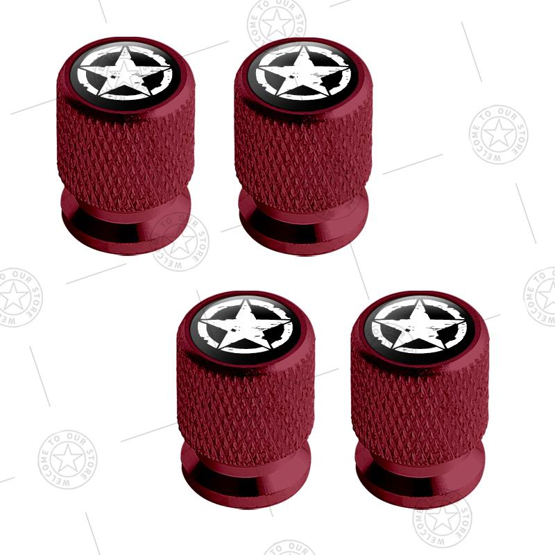 4pcs Five-Pointed Star Logo Car Wheel Tire Valve Caps Air Stem Aluminum Accessories For Jeep Wrangler Sahara Cherokee Ford F150 AMR1