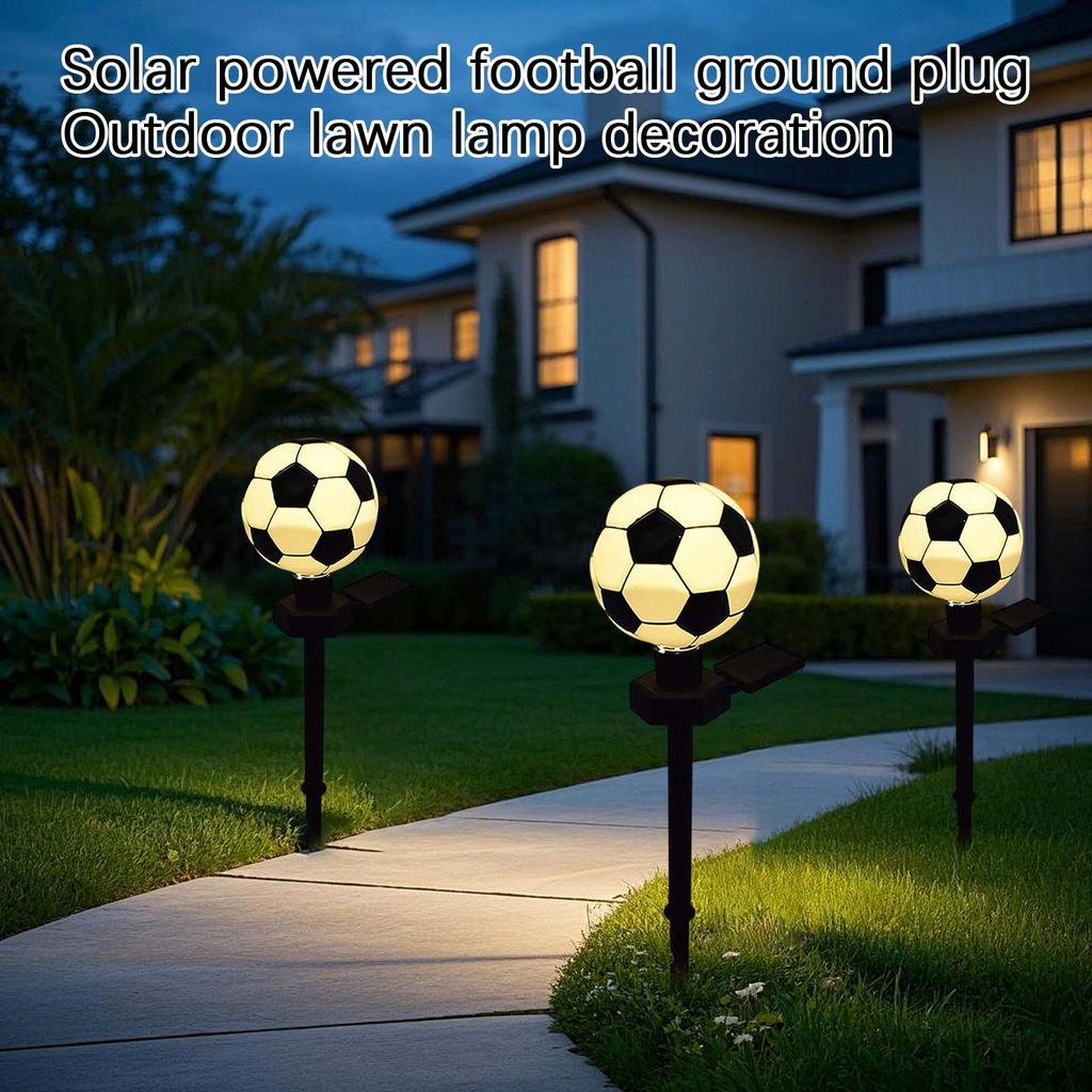 Solar Powered Football Shaped Lawn Stake Light LED Outdoor Garden Landscape Decorative Lighting for Yard Pathway Patio