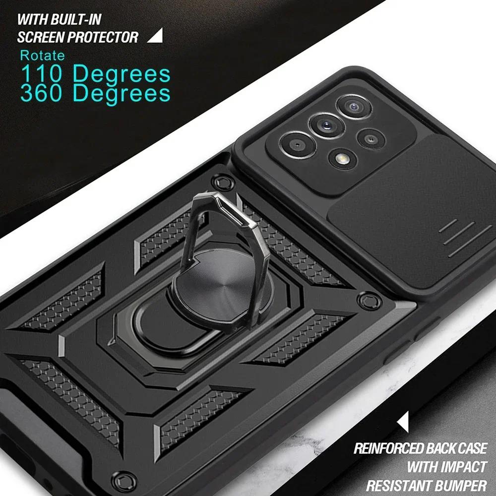 Armor Shockproof Magnetic Ring Stand Holder Case For Samsung Galaxy A82 A73 A72 A71 A55 A54 A53 A52 A51 A35 A34 A33 Lens Cover