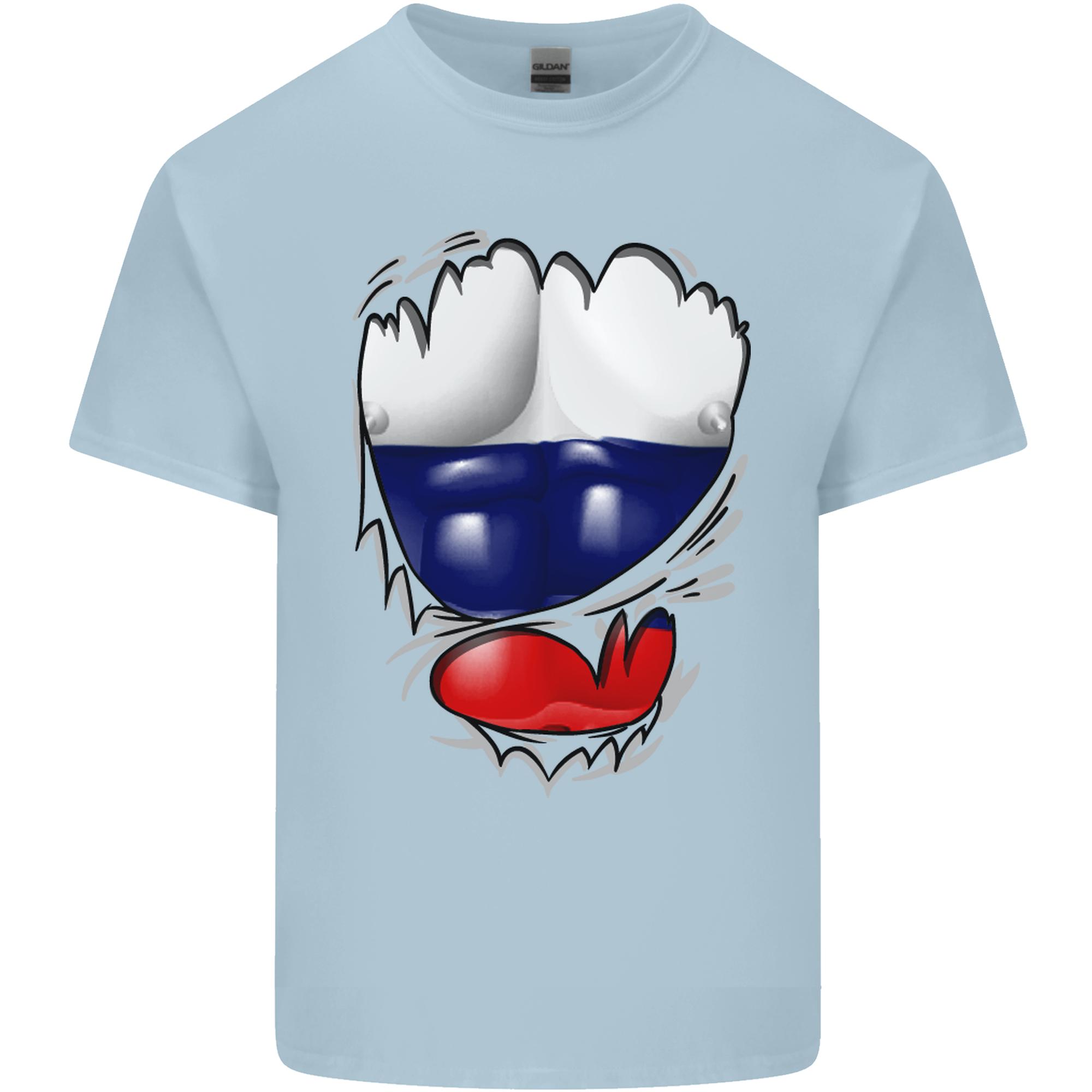 Gym Russian Flag Ripped Muscles Russia Unisexs Light Cotton TShirt S