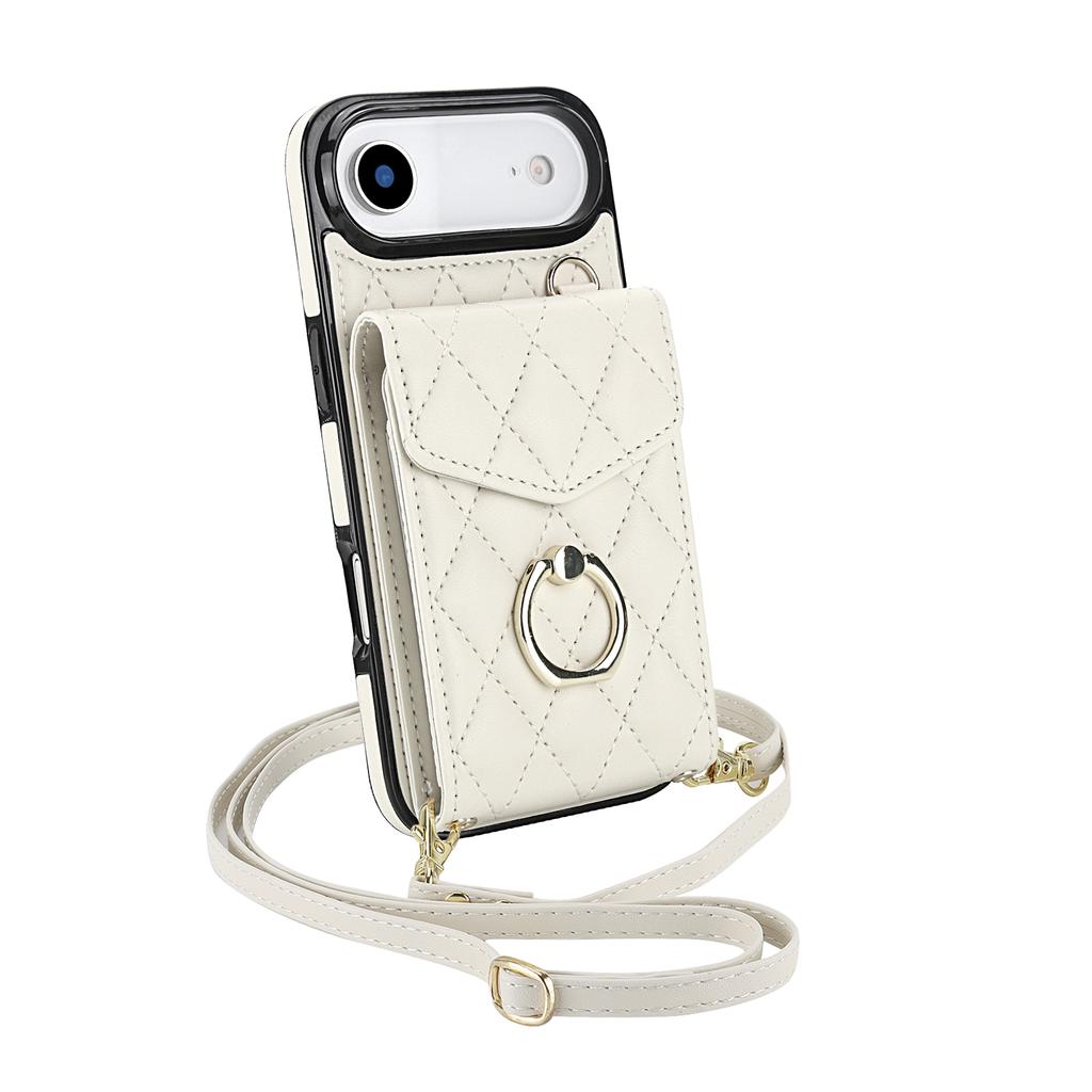 For iPhone Air Case RFID Blocking Card Bag Leather + TPU Crossbody Phone Cover with Ring Kickstand