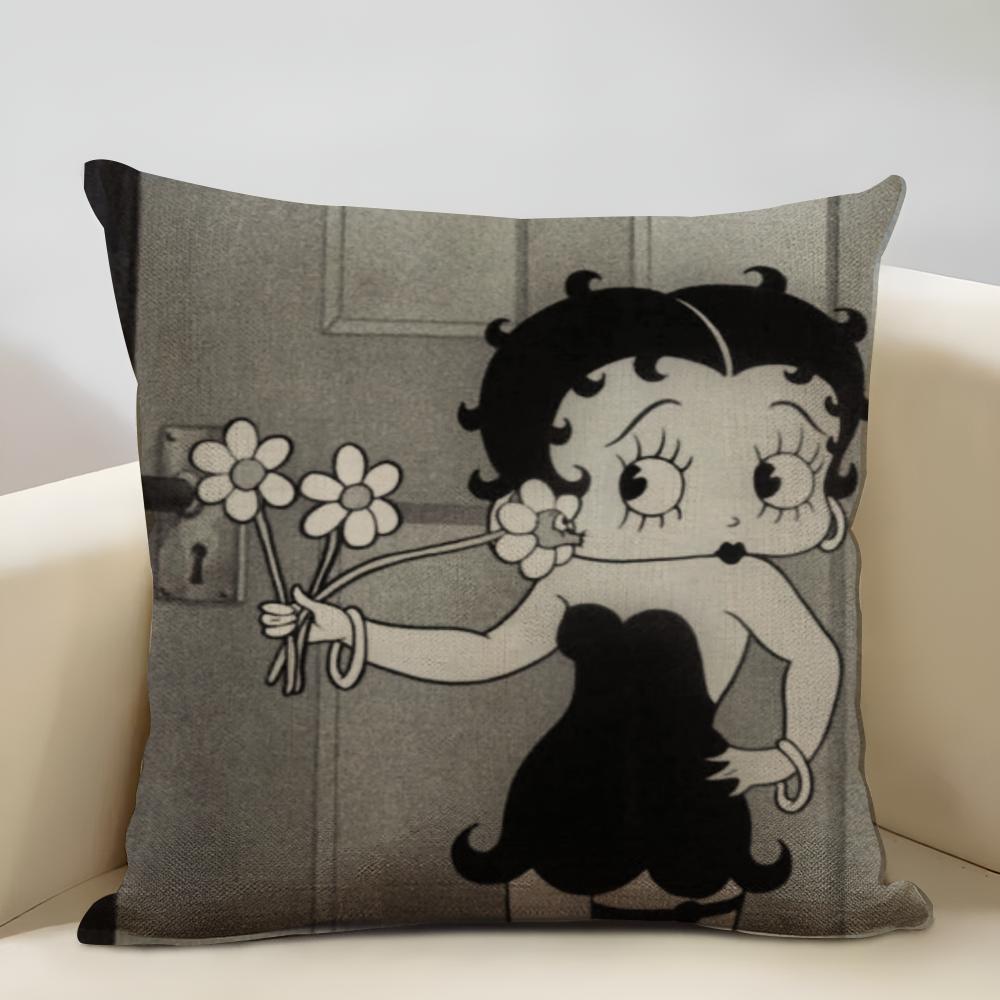 Betty Boop Cushion Cover Household Decoration Linen Sofa Cushion Cover: Skin-Friendly & Breathable with Invisible Zipper
