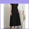 Minimalist Cotton Linen Dress With Pockets For Spring Casual Wear