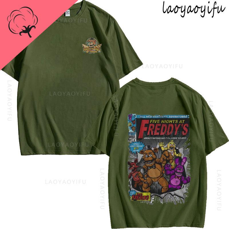 Five Nights At Freddys Theme 100Cotton Printed Fashion Mens Womens Fashion Summer TShirt Shortsleev High Quality Oneck