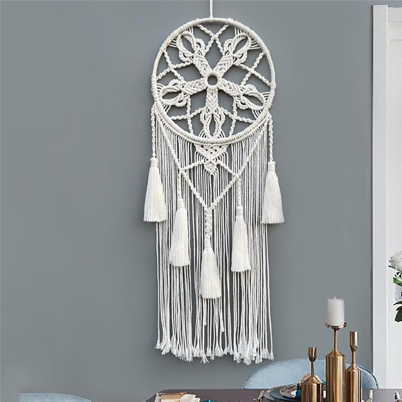 AEE4-Macrame Dream Catchers For Bedroom Adult Dream Catcher Wall Decor Large Boho Wall Hanging With Woven Leaves Decoration