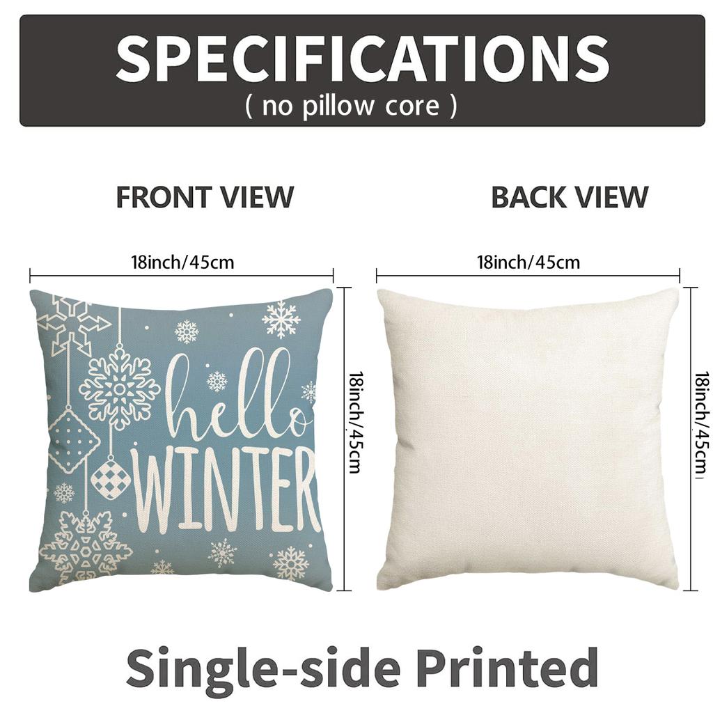 1/4Pcs Blue Christmas Pillowcase, Gingerbread Man Cotton Candy Hot Drink Cup Design Cushion Cover, Christmas Decoration