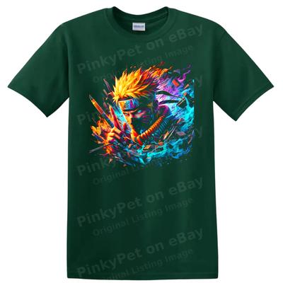 Uzumaki Anime T Shirt W/ Ninja Kunai Neon Colorful Action Graphic Tee