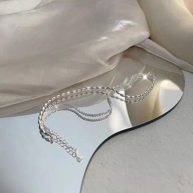 S925 Sterling Silver Starry Double-Layer Beaded Bracelet for Women - Simple Korean Sparkling Jewelry