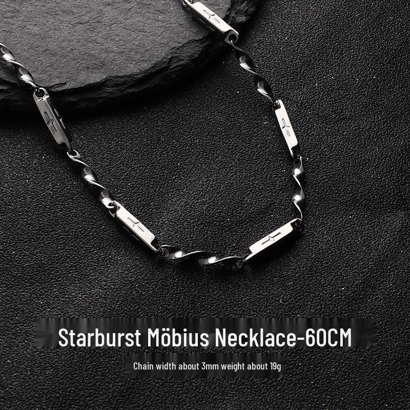 Möbius Ring Titanstahl Halskette: Unisex Halskette im kalten Stil Hip-Hop mit Nischendesign.