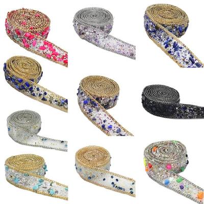 1,1 Yard Glitzerndes Strassband für Geburtstags-Hochzeitsdekorationen Strassbänder für Kuchen-Kerzendekoration