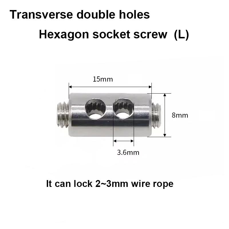 

1-4 мм регулируемый стальной трос с пряжками, зажим для DIY лампы, подвесные зажимы, телескопические зажимы с резьбой с двойным отверстием typeH 5pcs