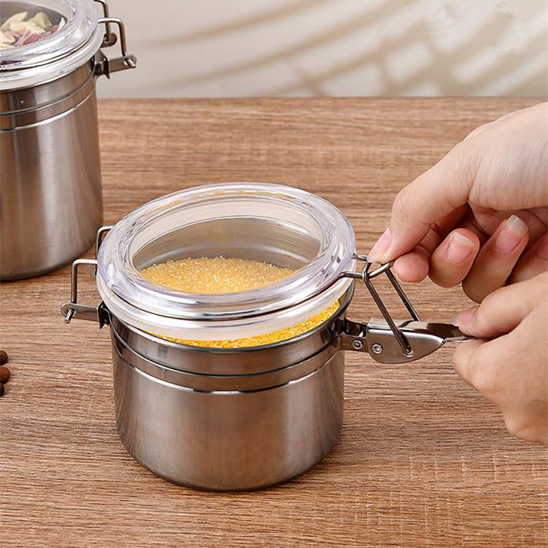 301-500ML Stainless Steel Sealed Tank Food Coffee Beans Snack Storage Cans Tea Leaf Container Organizer Kitchen Accessories