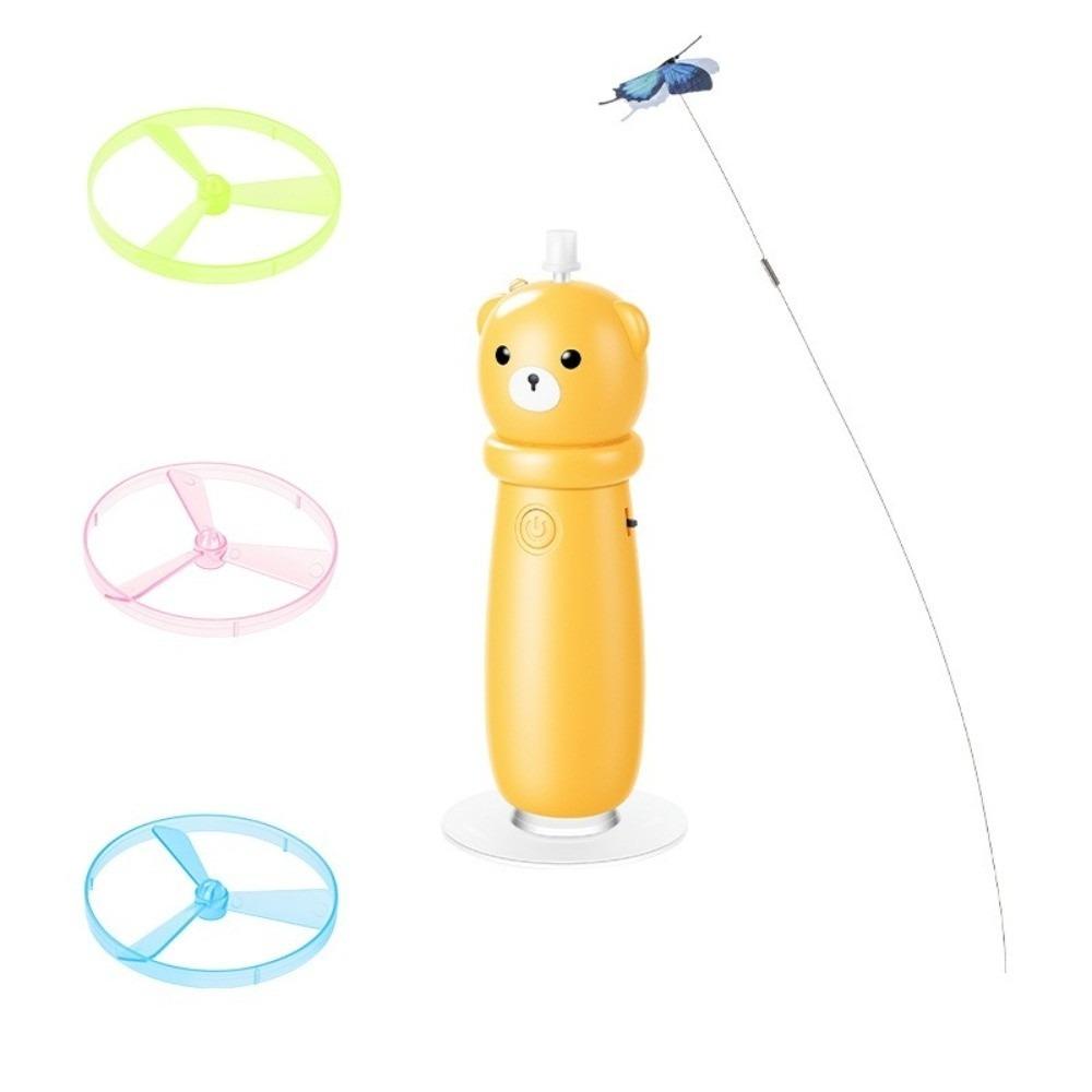 Suction Cup Base Butterfly Electric Cat Teaser 360° Rotation Launching Stick Toy Kitten Training