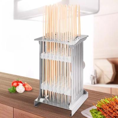 Fabricante de Brochetas de Carne Kebab Totalmente Automático de Acero Inoxidable con 49 Agujeros Herramienta de Cocina para Barbacoa