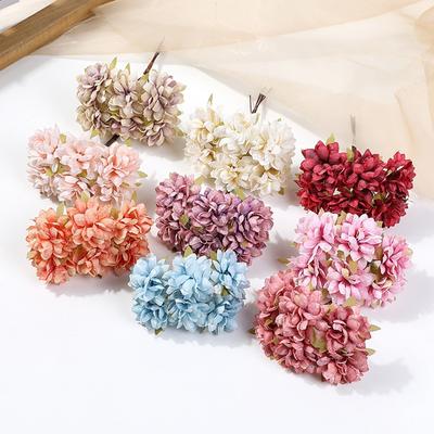 6 Stück 11 cm künstliche Blumen Seide Mini Nelke Hochzeit Handwerk Kranzzubehör Weihnachten DIY Heimdekoration Scrapbooking