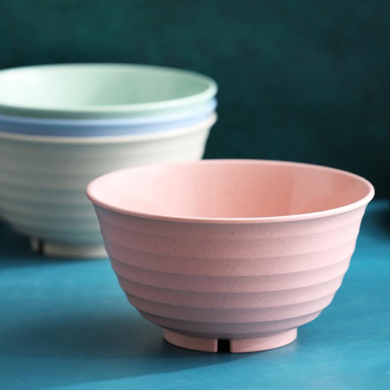 Nordic Colored Wheat Straw Bowls Circular Shatter Resistant Plastic Tableware Bowls For Household Use