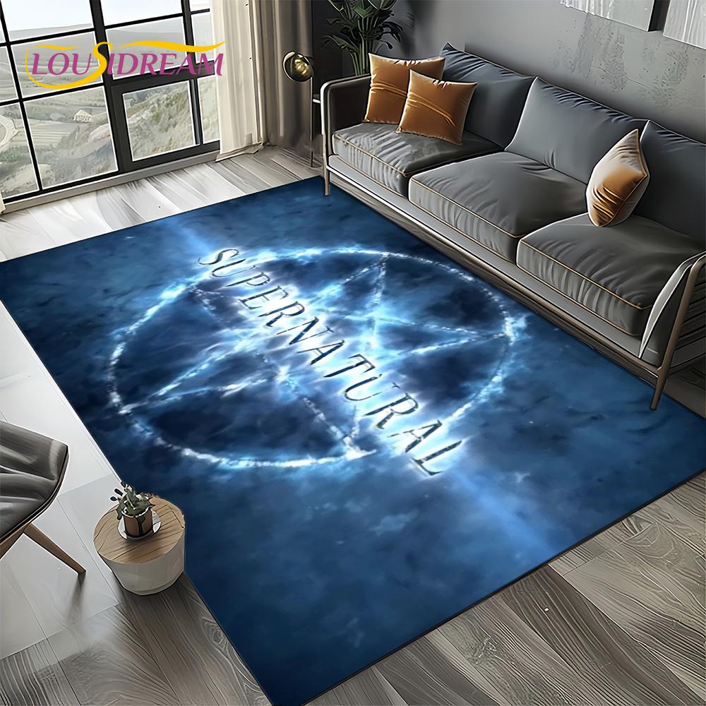 3D SPN Supernatural Sign Dean Sam Carpet Rug for Living Room Bedroom Home Sofa Decoration,Kids Play Area Rug Non-slip Floor Mat