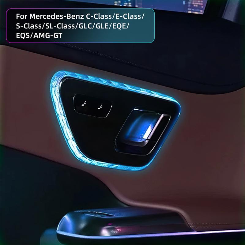 4PCS Crystal Door Light Frame Light Trim For Mercedes Benz C GLC E Class W206 X254 W214 W233 EQS EQE GLE Interior Accessories