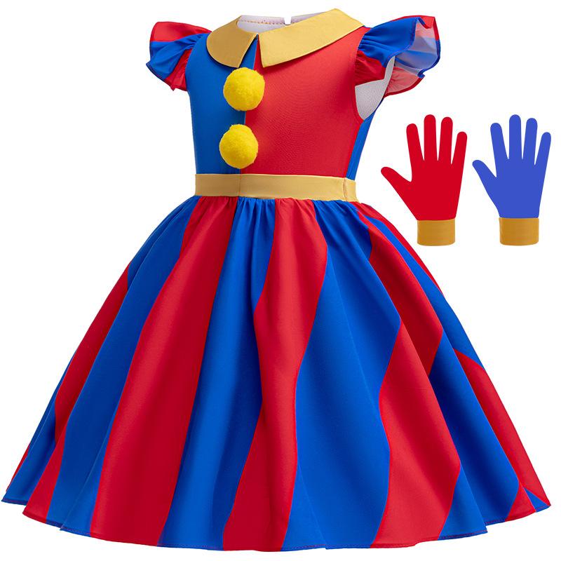 Pomni Cosplay Costume Anime The Amazing Digital Circus Cartoon Uniform Hat Gloves Halloween Party for Girls Boys Costumes