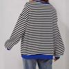 Simple Home Leisure New, Striped Pattern Round Neck Trend Long Sleeve, Pullover Color T-shirt