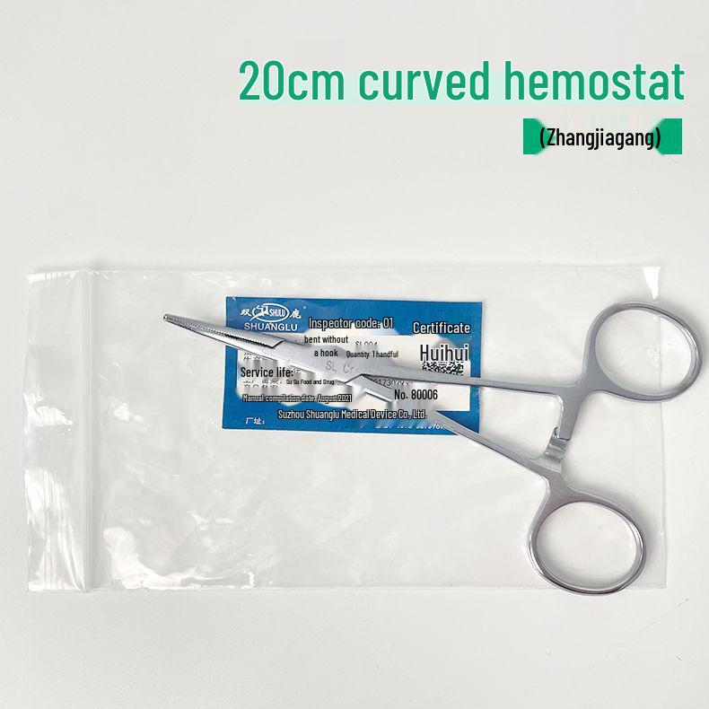 Large Stainless Steel Hemostatic Forceps: Pet Pliers, Needle Holder, Tweezers, Surgical Vessel Clamps - Straight & Curved Tips.