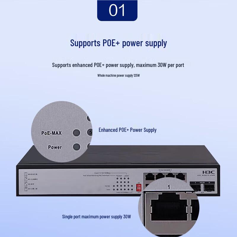 H3C MS Series 10-Port Gigabit PoE Unmanaged Ethernet Switch