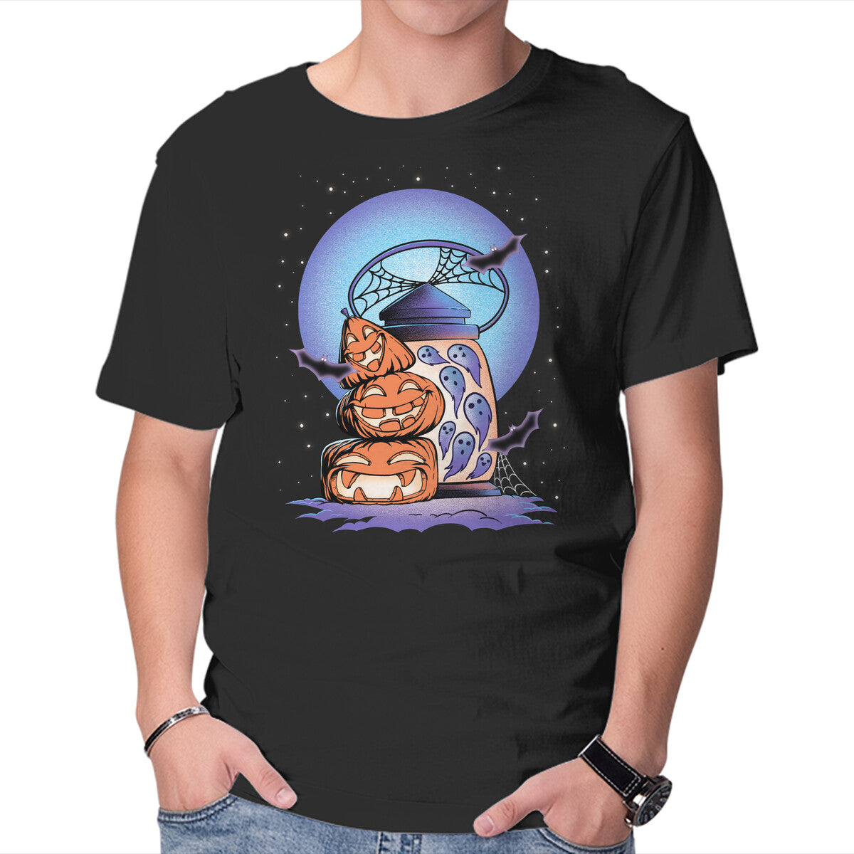 Unisex Crew Neck T-Shirt Primitive Pumpkins Graphic Short Sleeve Casual Tee M