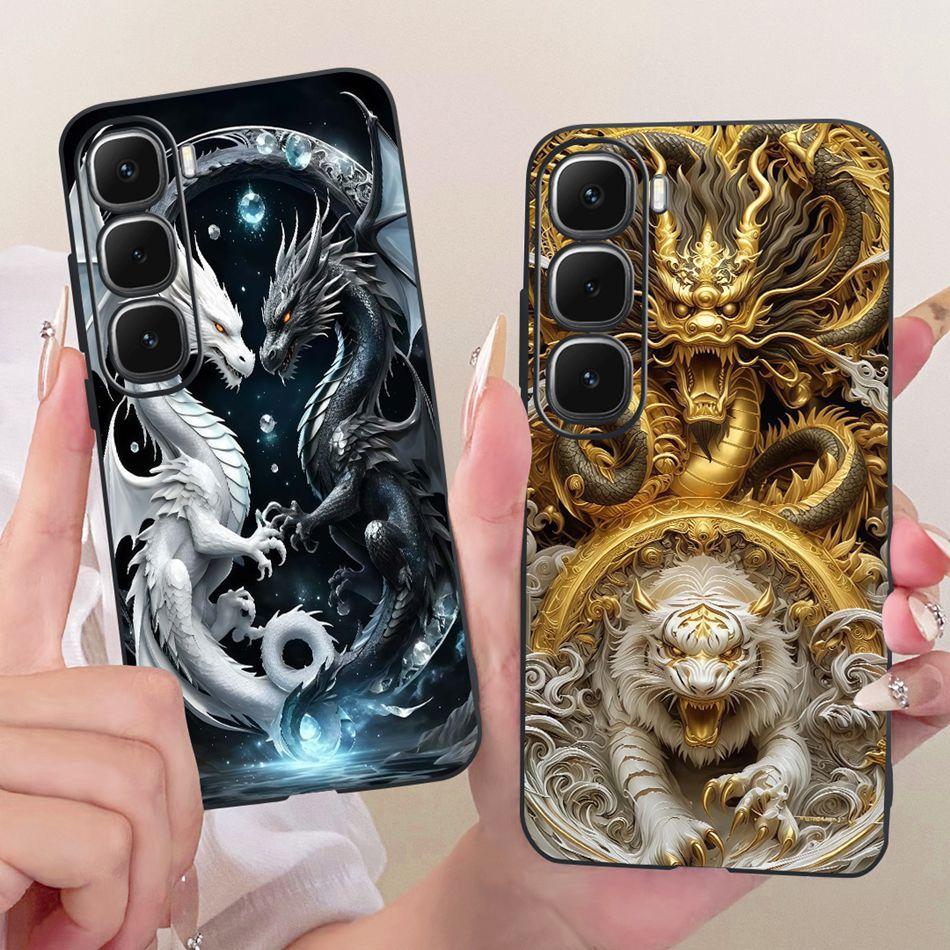For Infinix Hot 60 60i 4G X6728 X6726 Cool Dragon Tiger Pattern Phone Case For Hot60 Hot60i 4G Black Silicone Soft Cases Bumpers