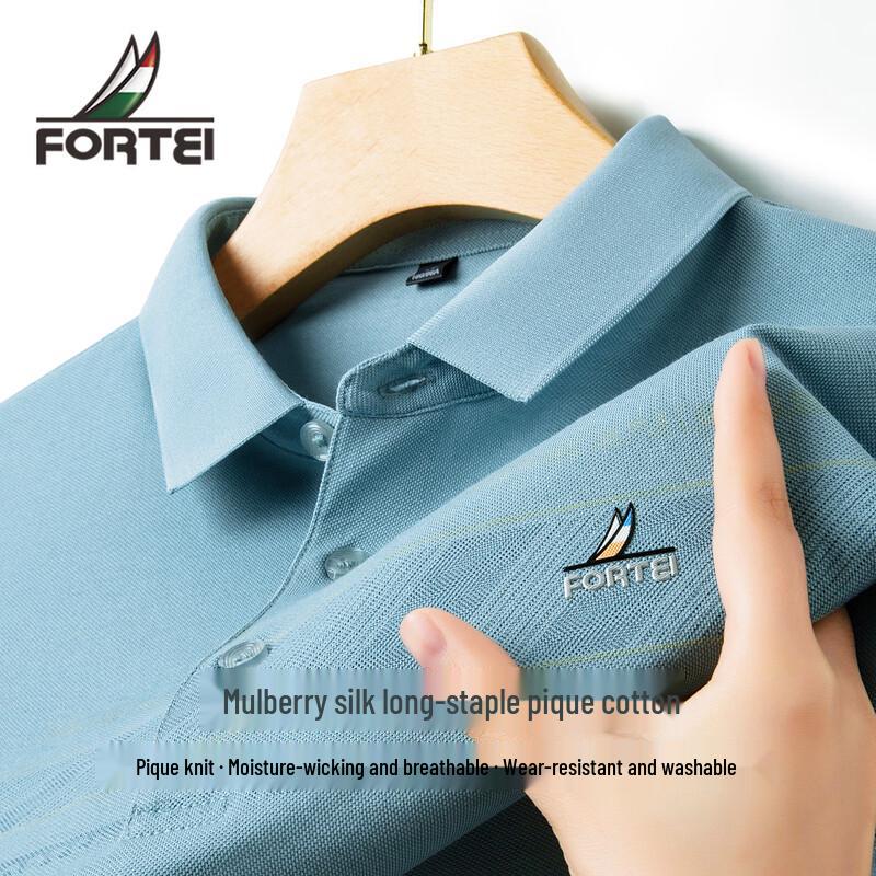 FORTEI Men s Silk-Blend Pique Polo Shirt L