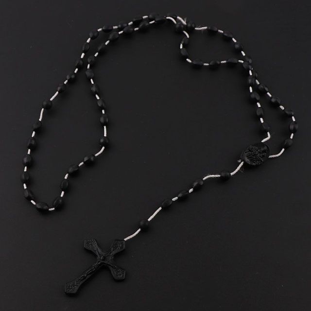 12pcs Bulk Plastic Rosary Beads Catholic, Assorted Rosary Cross Necklaces 6 Colors