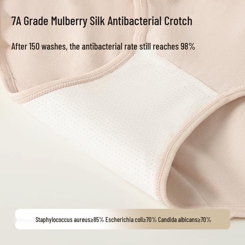 Langsha Women's High-Waist Tummy Control Silk Crotch Briefs 4-Pack