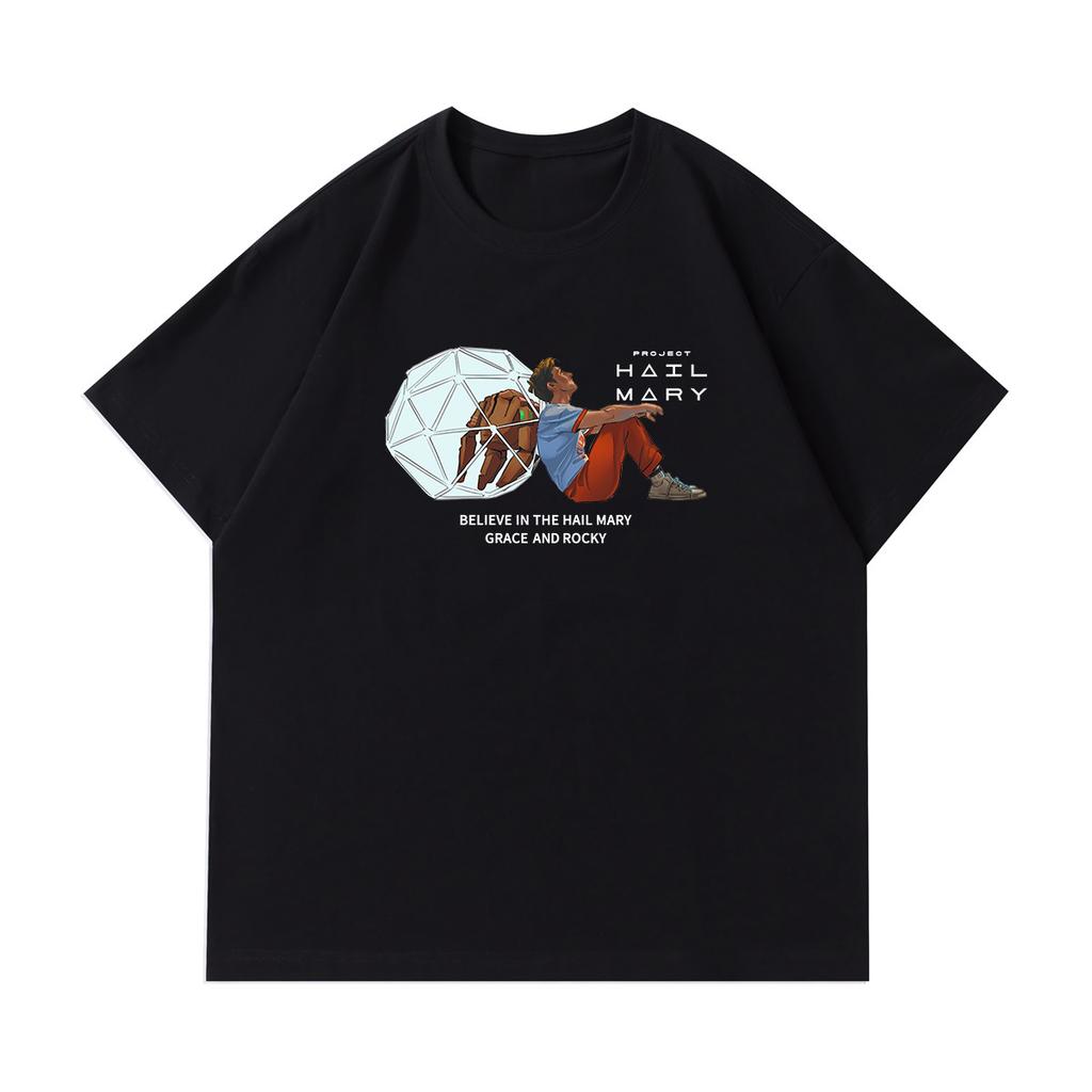 Movie Project Hail Mary Printed Shortsleeved Tshirt for Unisex and Women Made of Pure Cotton Shirt Material Summer T Shirt