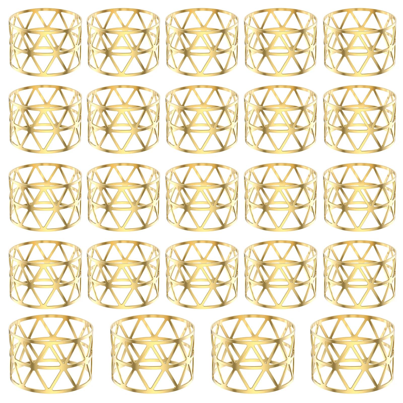 

24 Pcs Metal Gold Table Napkin Rings Delicate Napkin Rings Holders Enduring Napkin Buckle Holder decoration and accessories золотой
