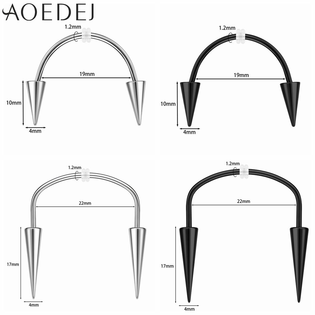 AOEDEJ 2 Stück/Los 16G Spike Edelstahl Lippenpiercing Lippenpiercing für Damen Herren Halloween Lippenpiercing Kegel 2 Farben Smiley Piercings Reißzahn 19/22MM